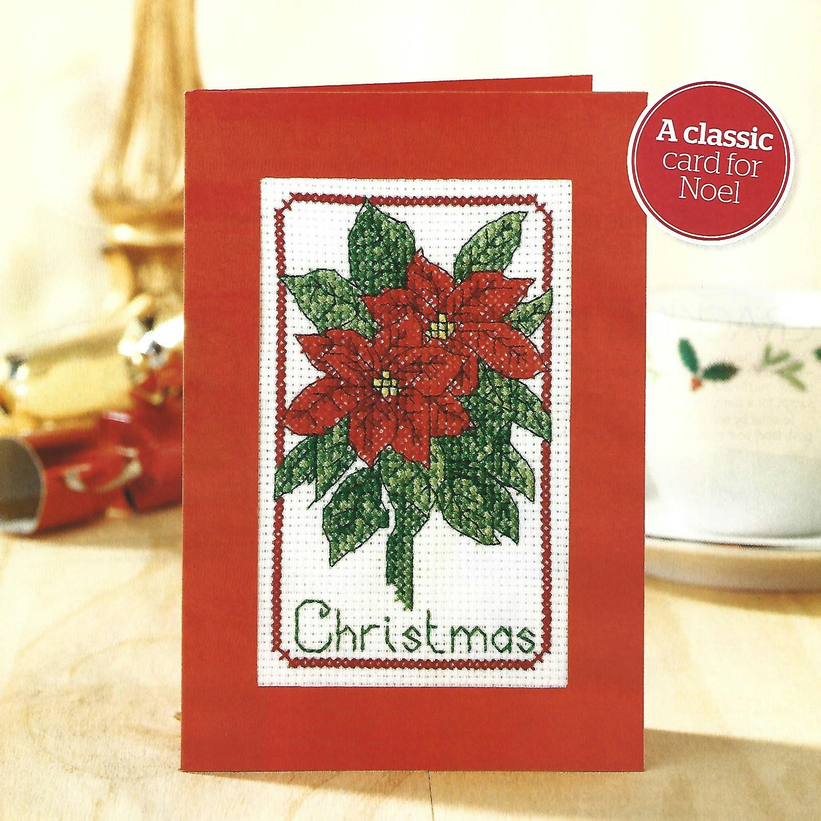 Debra Page's Festive Foliage Christmas Poinsettia Cross Stitch Chart