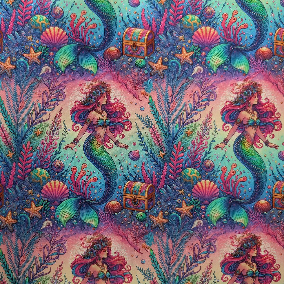 Thumbnail: Mermaid Embroidered Vinyl Front Cross Stitch Project Bag