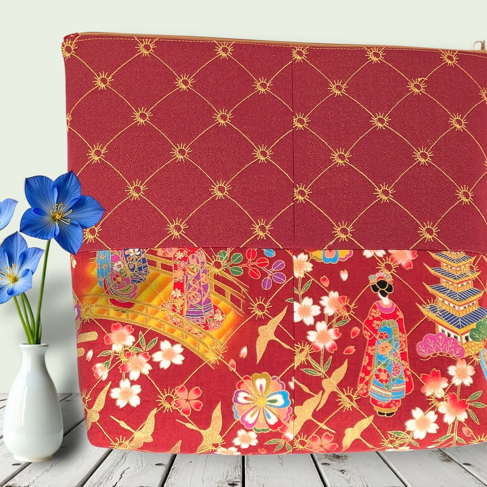 Geisha Embroidered Project Bag for Crochet, Knitting or Cross Stitch