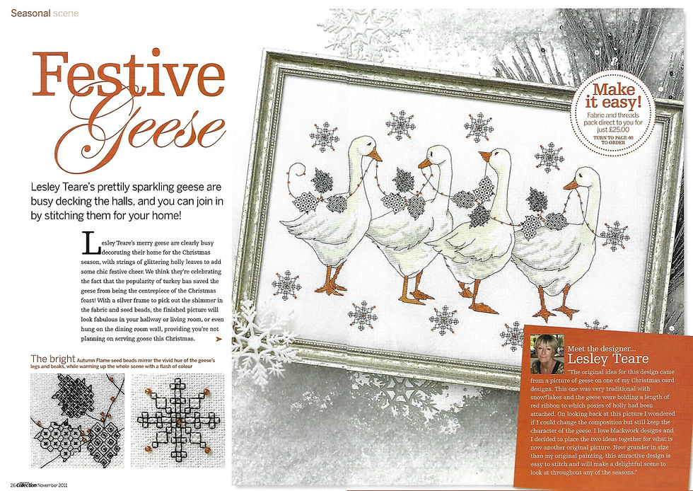 Thumbnail: Lesley Teare's Festive Geese Christmas Cross Stitch Chart