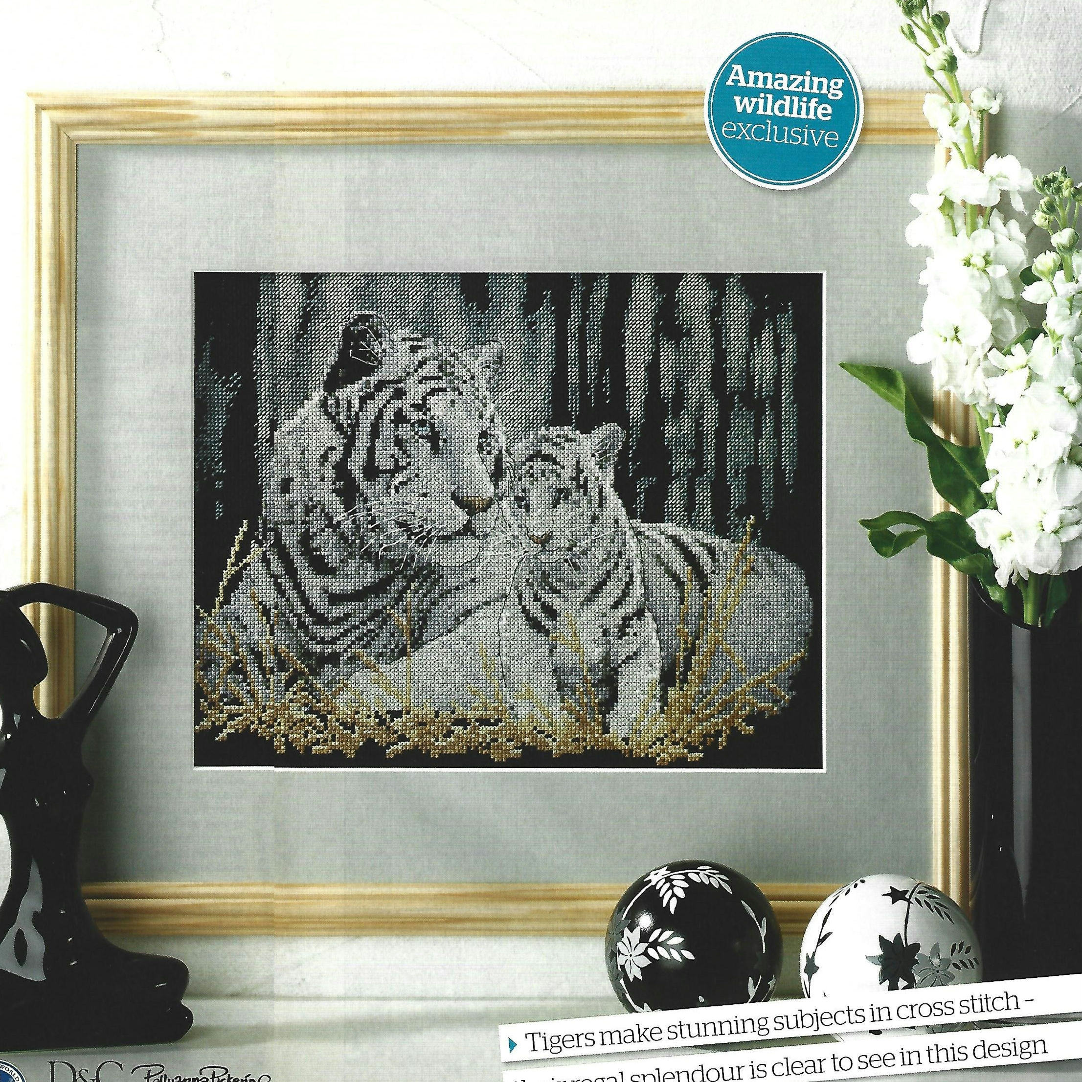 Mother and Baby White Tiger Cross Stitch Chart