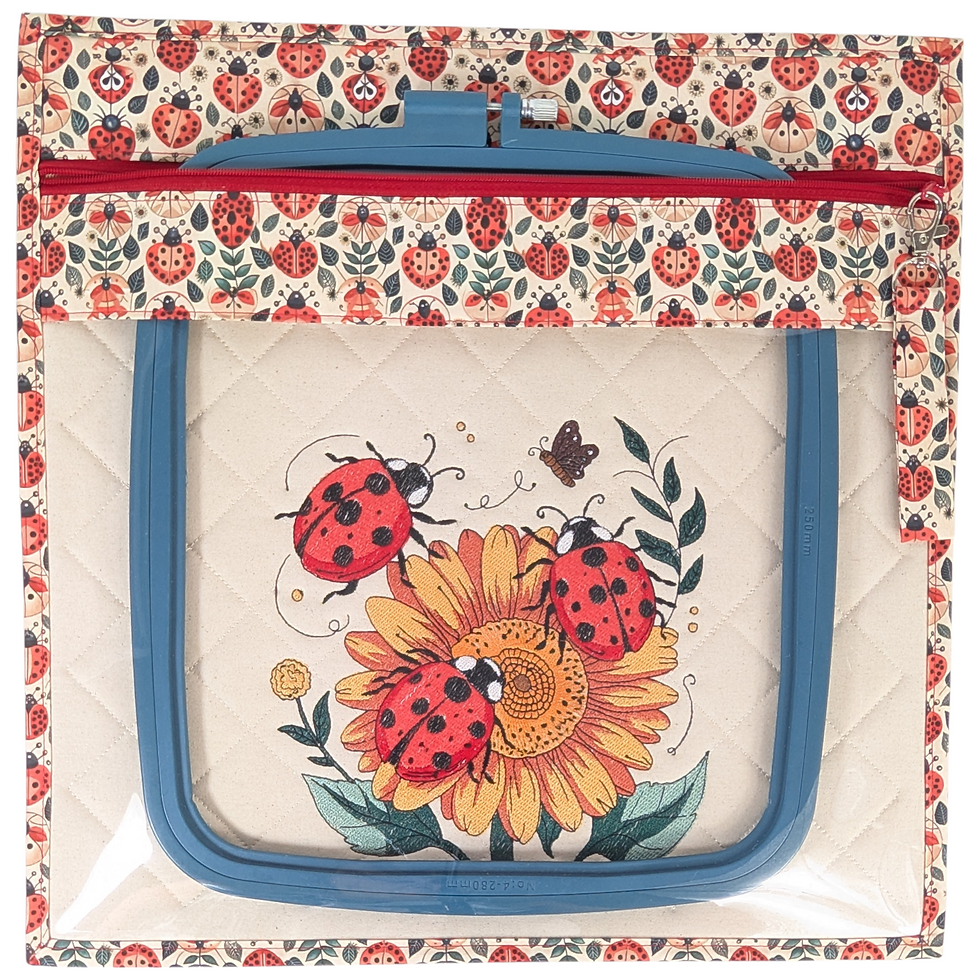 Thumbnail: Ladybirds Embroidered Vinyl Front Cross Stitch Project Bag