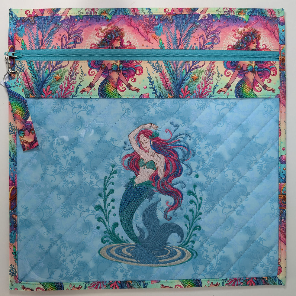 Thumbnail: Mermaid Embroidered Vinyl Front Cross Stitch Project Bag