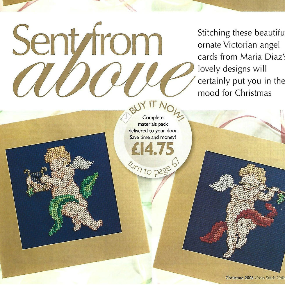 Thumbnail: Sent From Above Cherub Christmas Card Cross Stitch Chart