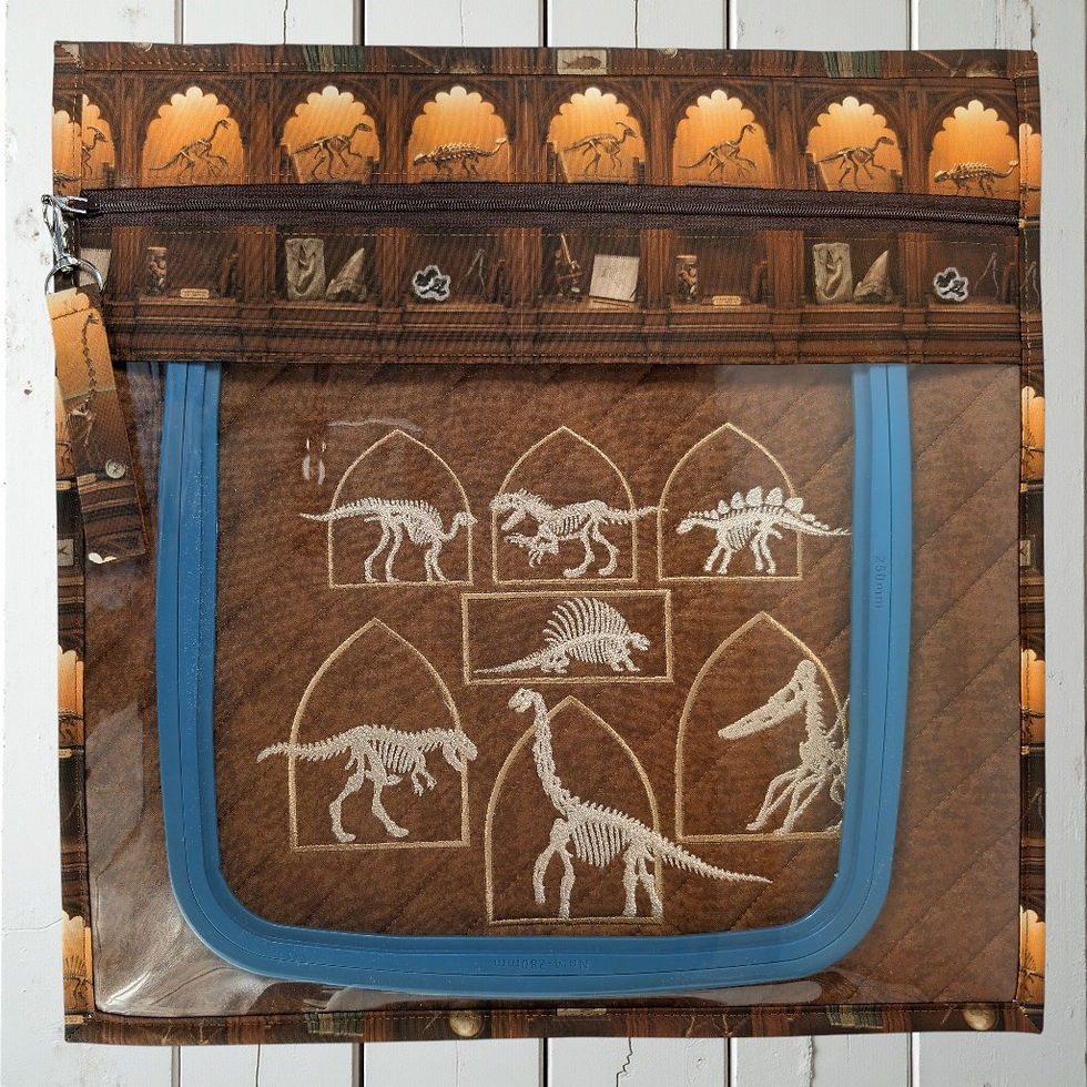 Thumbnail: Dinosaur Museum Embroidered Vinyl Front Cross Stitch Project Bag