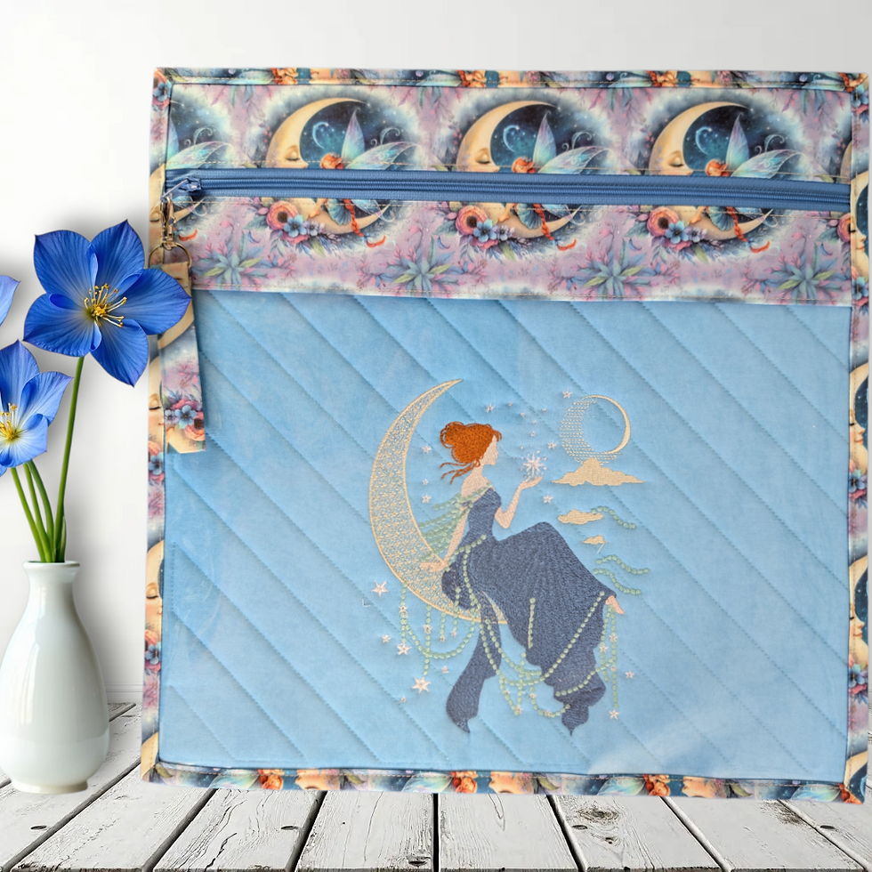 Fairy Moon Embroidered Vinyl Front Cross Stitch Project Bag