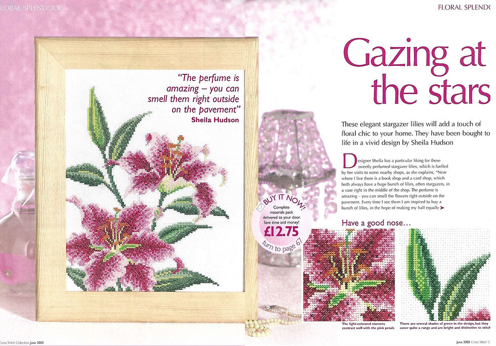 Thumbnail: Sheila Hudson's Gazing at the Stars Star Gazer Lilies Cross Stitch Chart