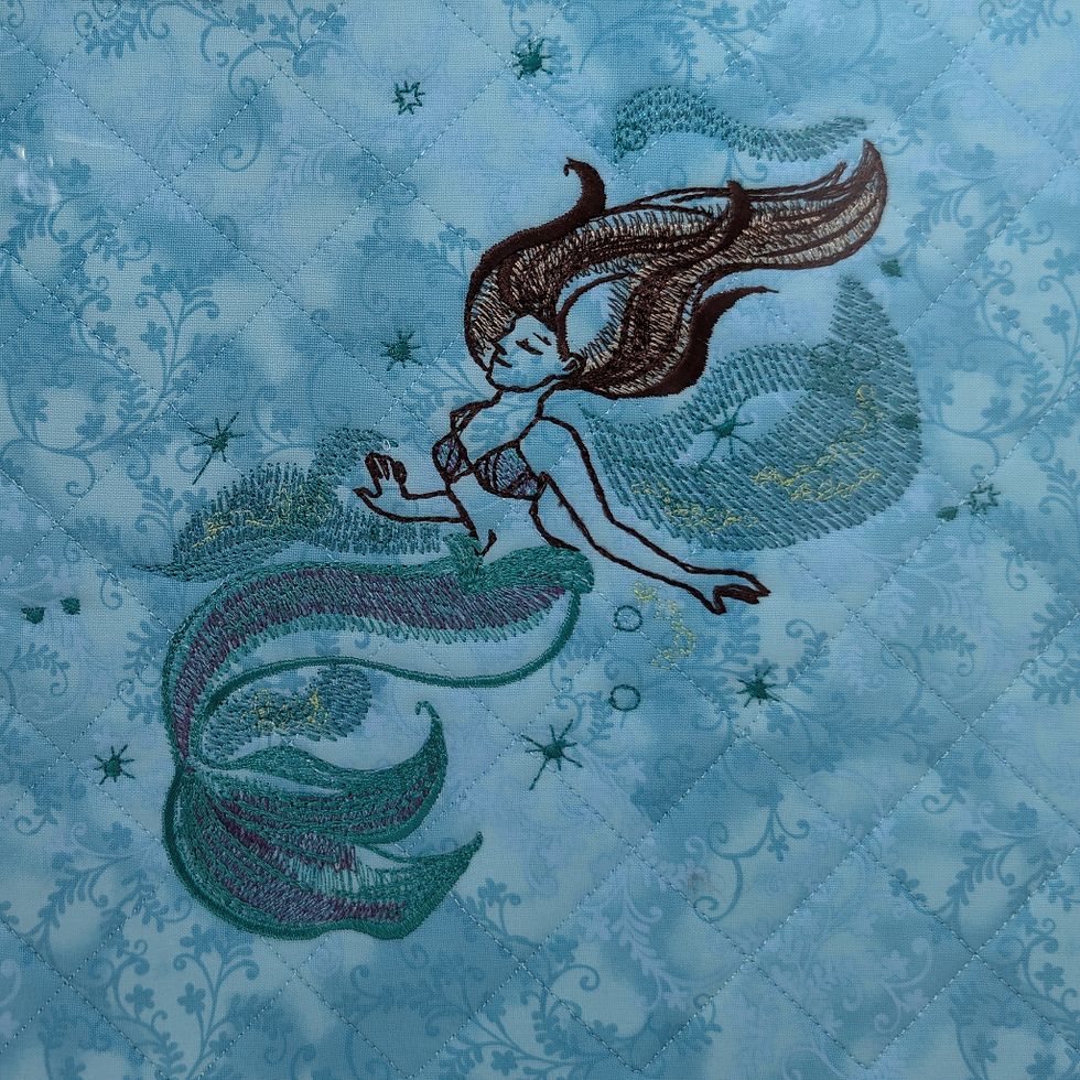 Thumbnail: Mermaid Embroidered Vinyl Front Cross Stitch Project Bag