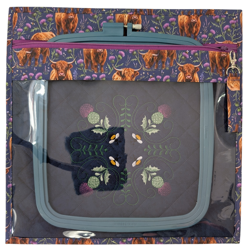 Thumbnail: Scottish Themed Embroidered Vinyl Front Cross Stitch Project Bag