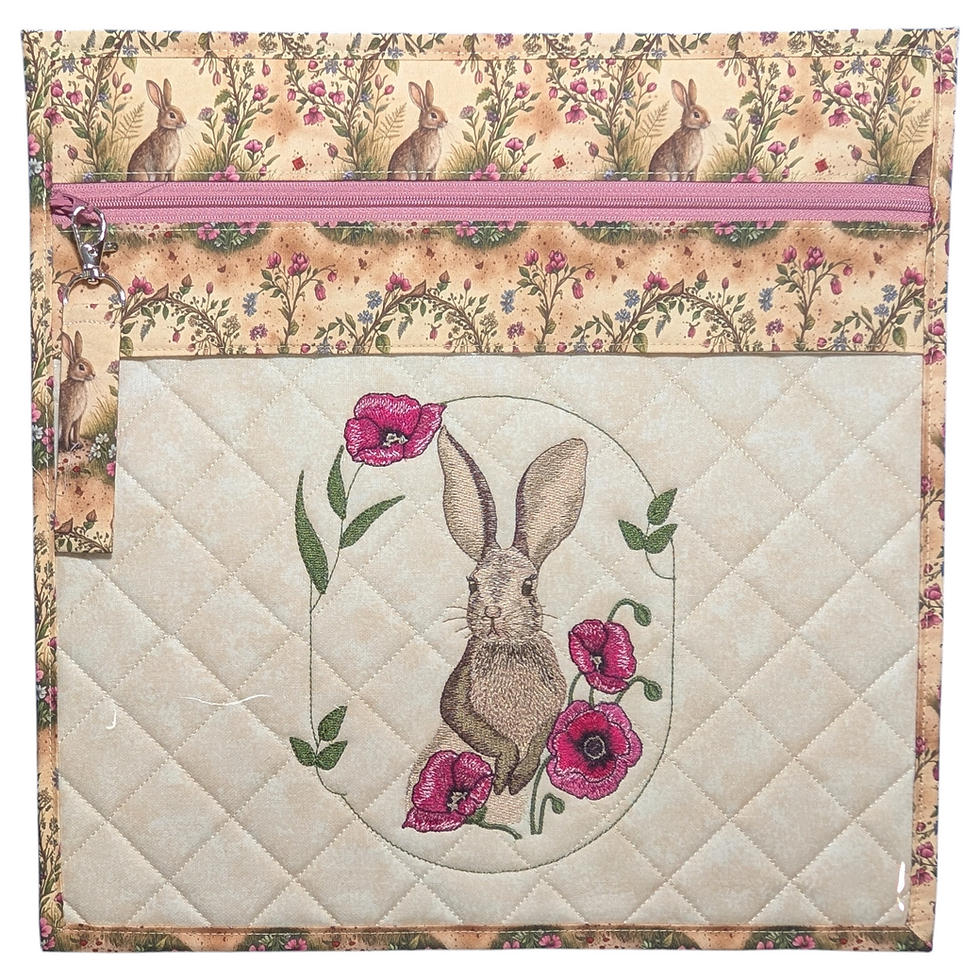 Thumbnail: Countryside Hare Embroidered Vinyl Front Cross Stitch Project Bag