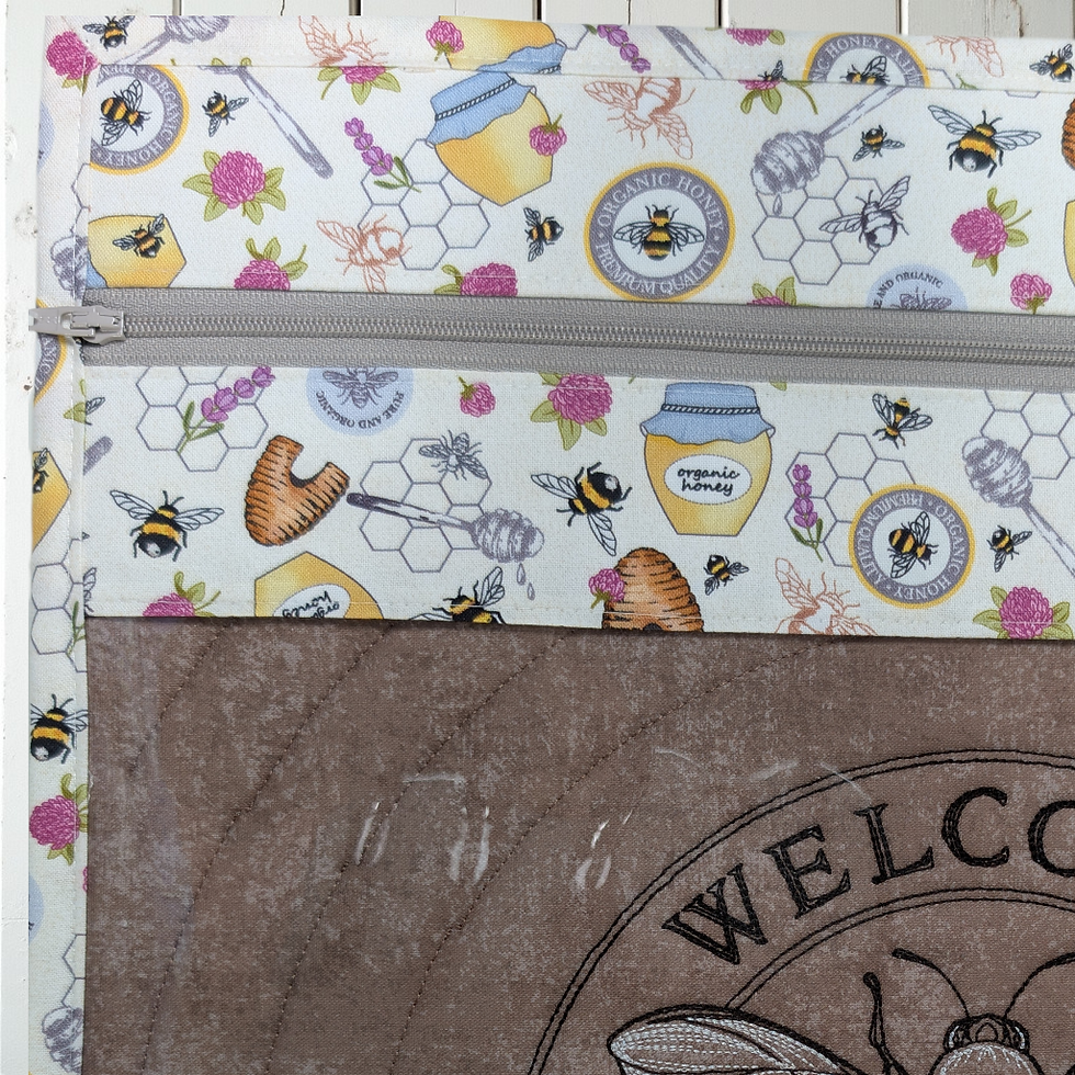 Thumbnail: Bee Hive Embroidered Vinyl Front Cross Stitch Project Bag