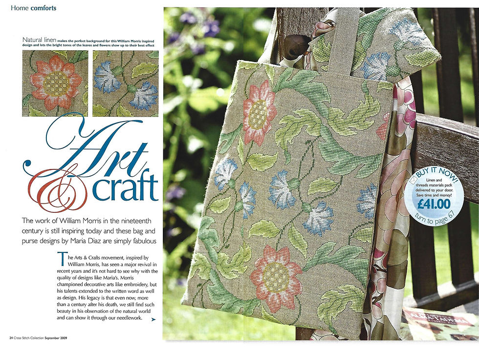 Thumbnail: Maria Diaz' Art and Craft William Morris Inspired Floral Cross Stitch Chart