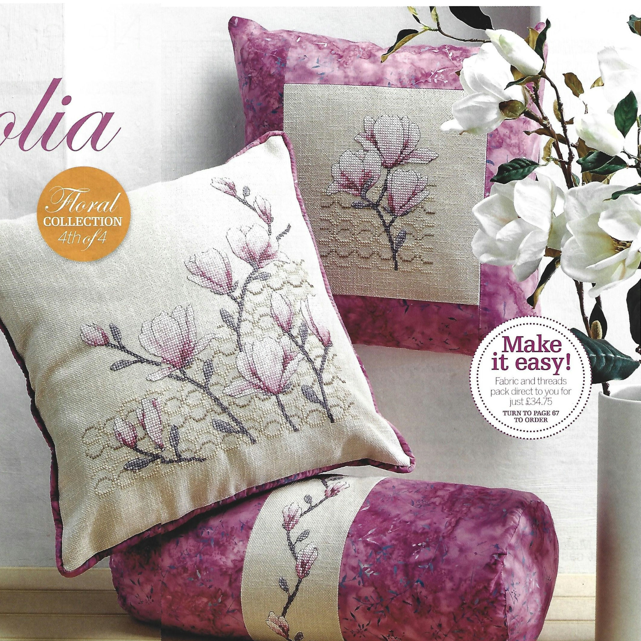 Magnolia Moments Floral Cross Stitch Chart