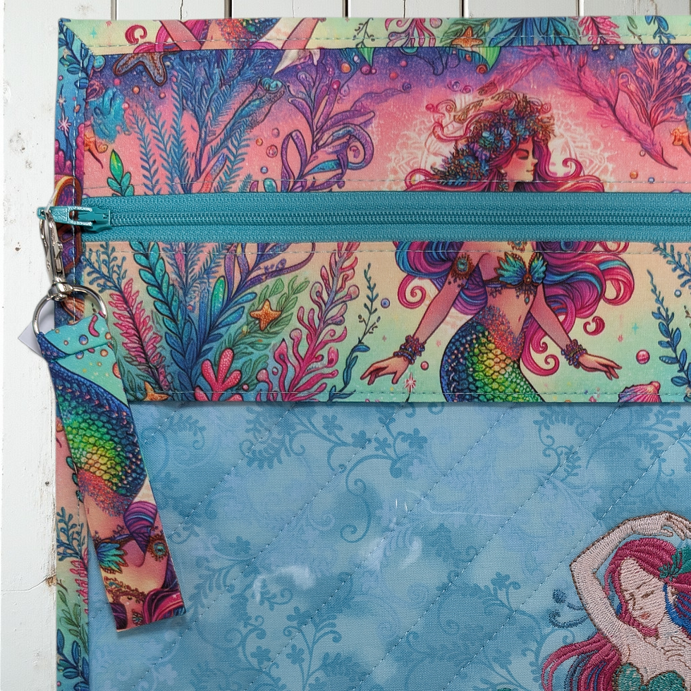 Thumbnail: Mermaid Embroidered Vinyl Front Cross Stitch Project Bag