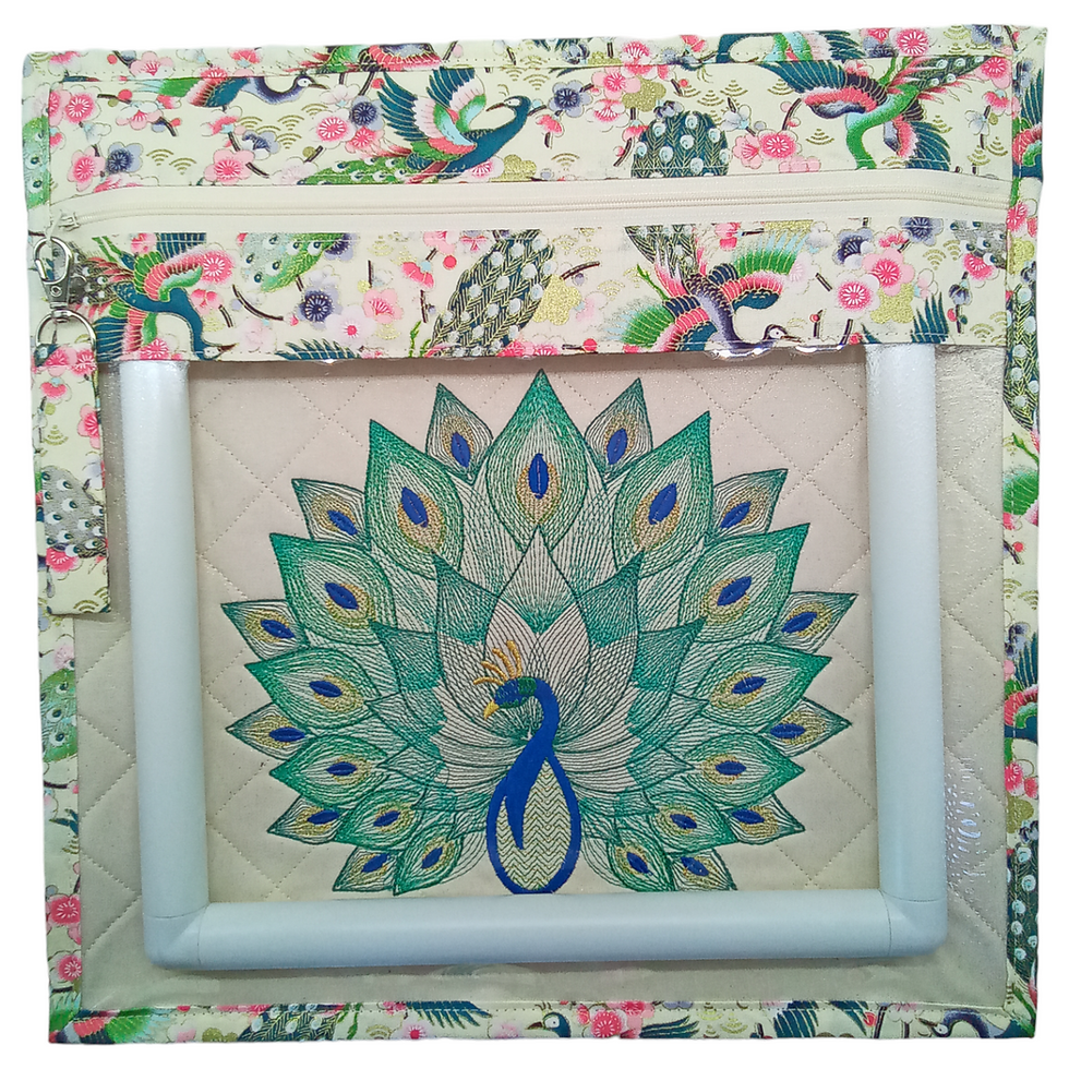 Thumbnail: Peacocks in Flight Vinyl Front Cross Stitch Project Bag