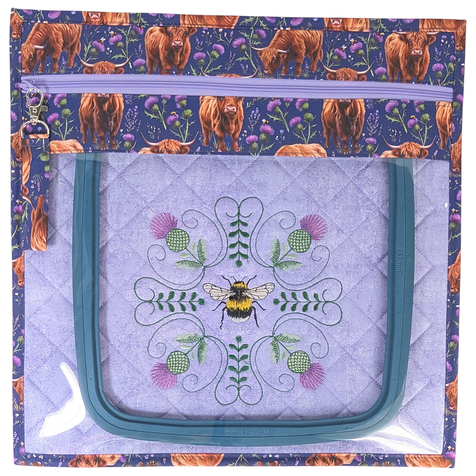 Thumbnail: Scottish Themed Embroidered Vinyl Front Cross Stitch Project Bag