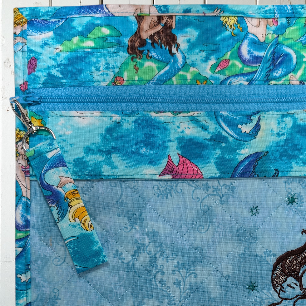 Thumbnail: Mermaid Embroidered Vinyl Front Cross Stitch Project Bag