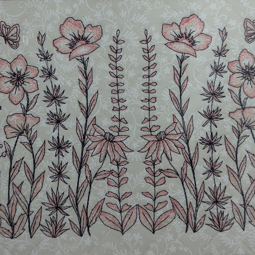 Wild Grasses Embroidered Vinyl Front Cross Stitch Project Bag