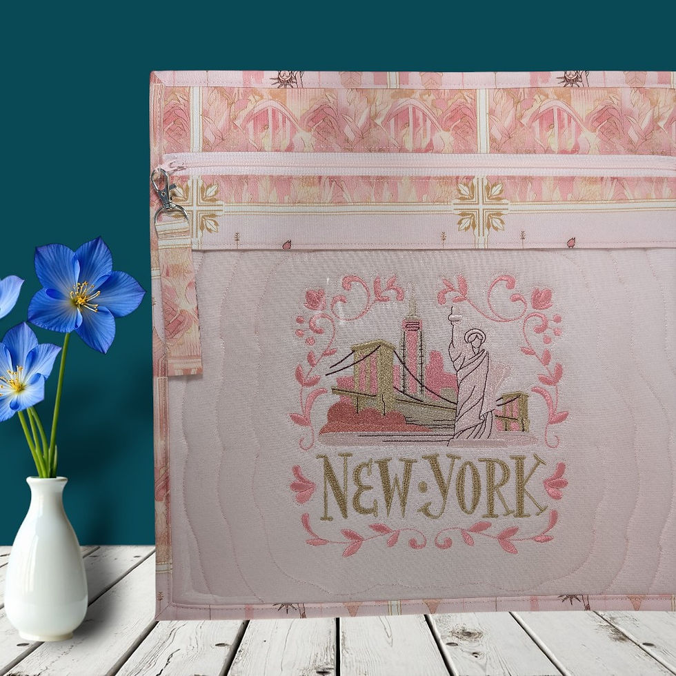 New York Embroidered Vinyl Front Cross Stitch Project Bag