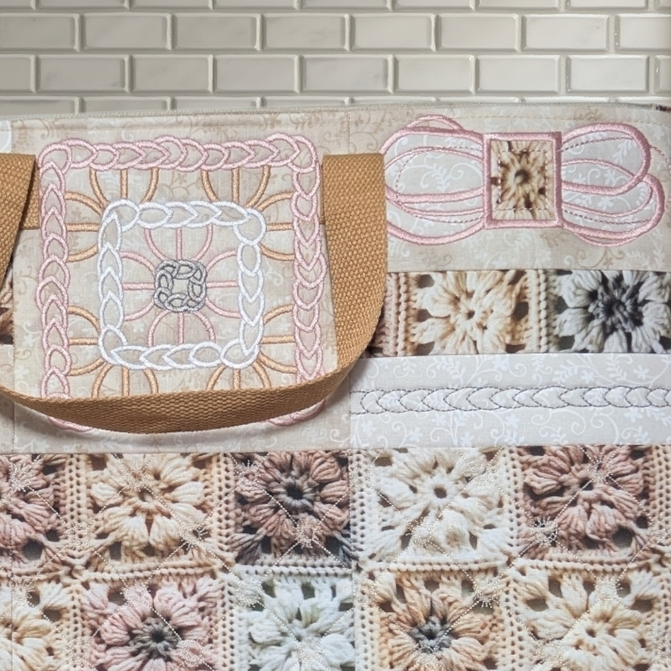 Thumbnail: Crochet Themed Embroidered Project Bag