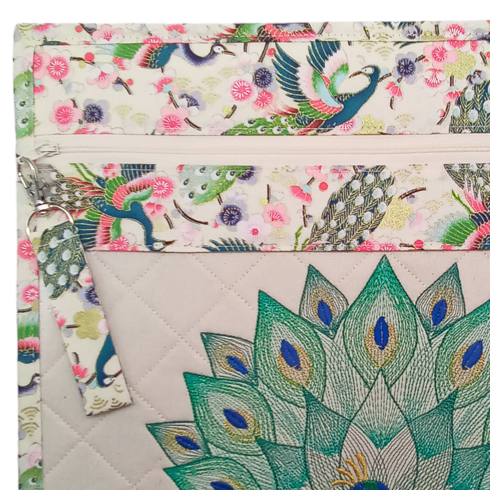Thumbnail: Peacocks in Flight Vinyl Front Cross Stitch Project Bag