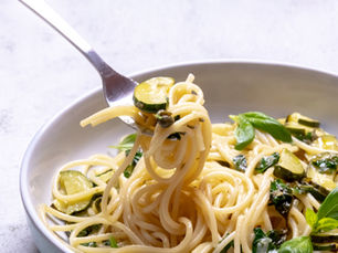 Lemon zucchini & capers spaghetti