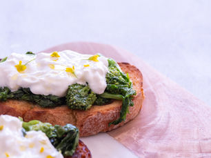 Bruschetta with cime di rapa & stracciatella