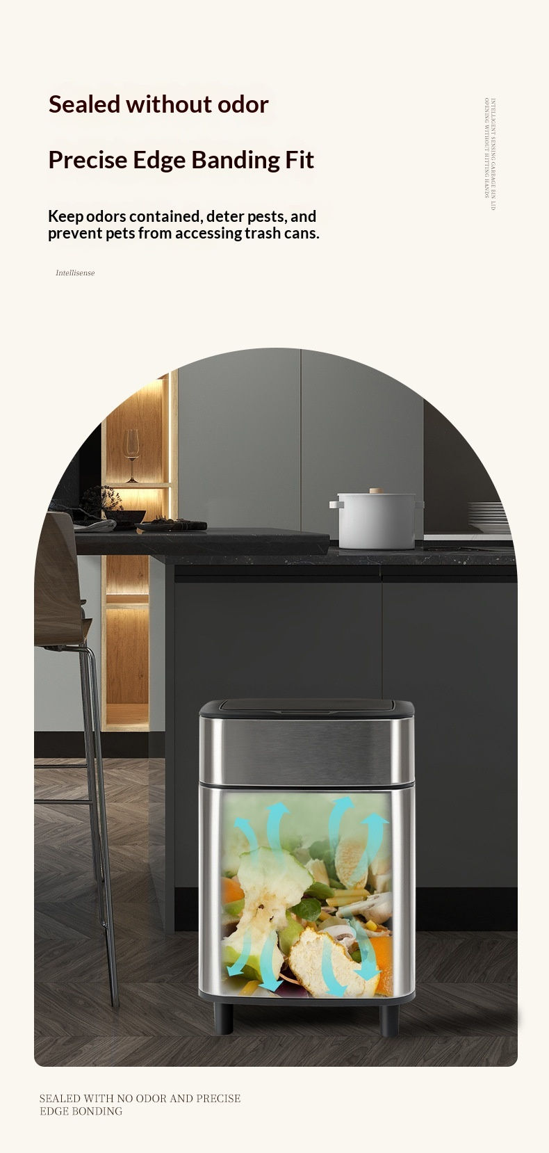 Thumbnail: Smart Motion Sensor Stainless Steel Trash Can Large Capacity Kitchen Garbage Bin