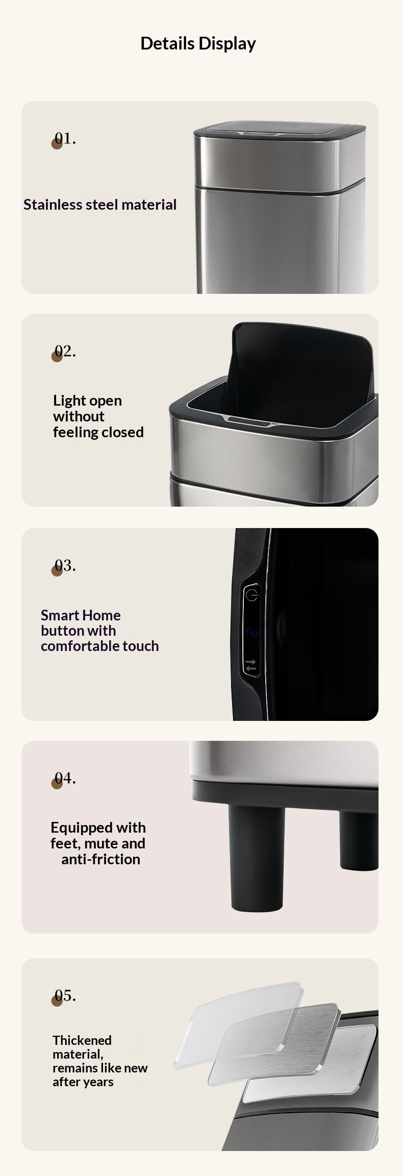 Thumbnail: Smart Motion Sensor Stainless Steel Trash Can Large Capacity Kitchen Garbage Bin