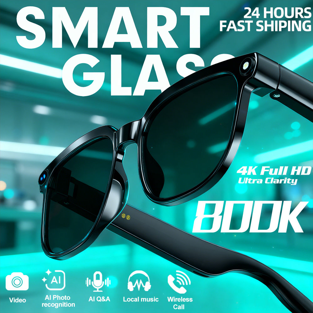Smart AI Translation Smart Glasses Take Photos Recognizing Objects 4K Camera Blu