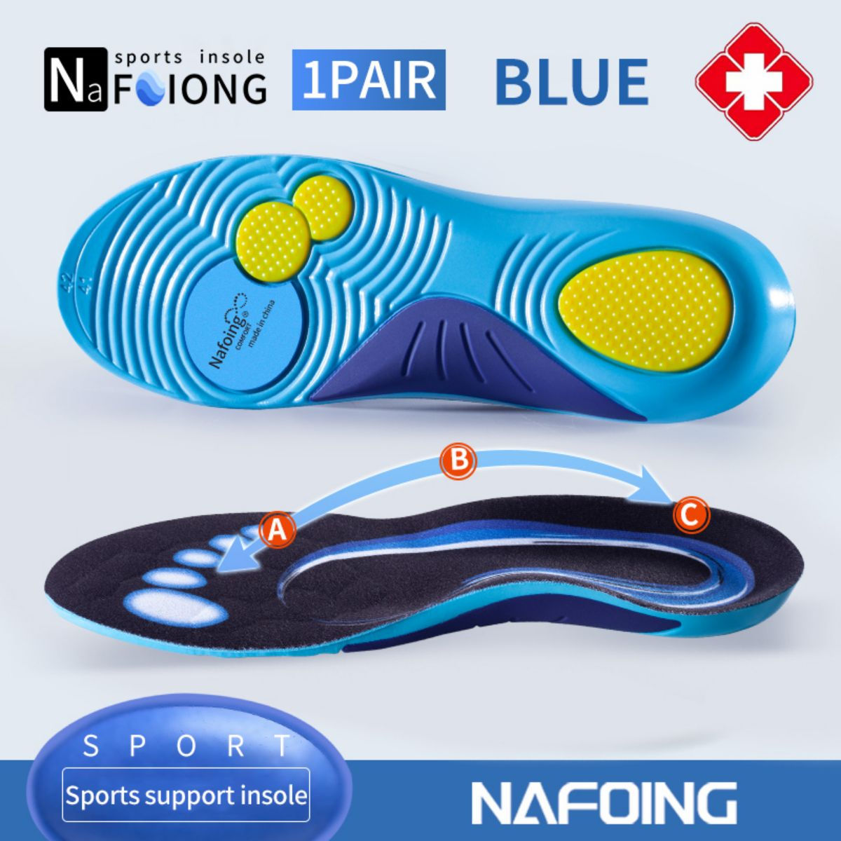 1Pair Sport Insoles for Shoes Sole Shock Absorption Deodorant Breathable Cushion