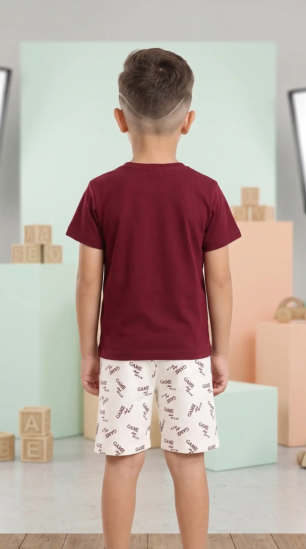 Thumbnail: Boys "Play to Win" Football Graphic Tee & Printed Shorts Set