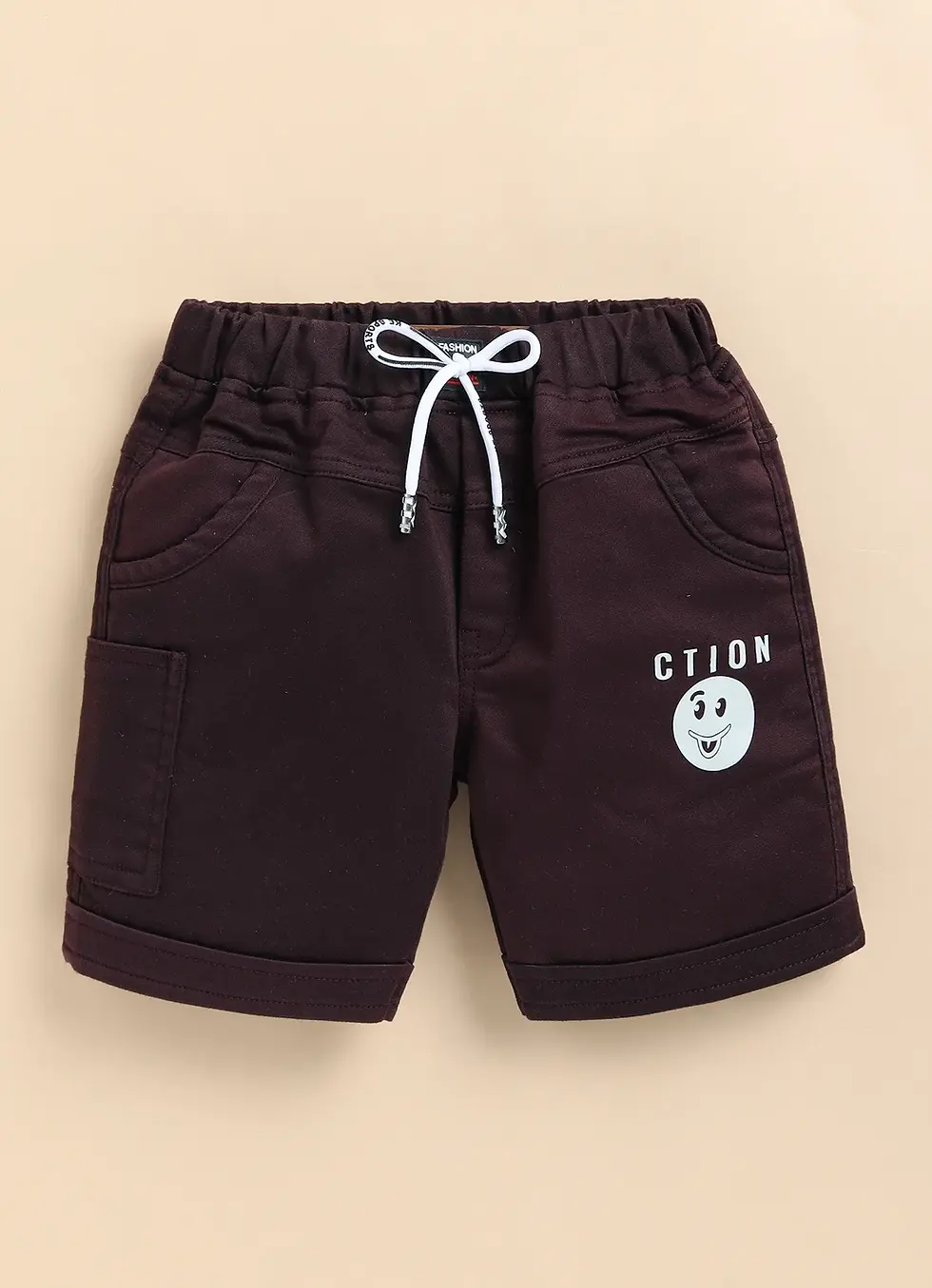 Thumbnail: Boys Linen-Look Button-Down Shirt & Smiley "Action" Shorts Set