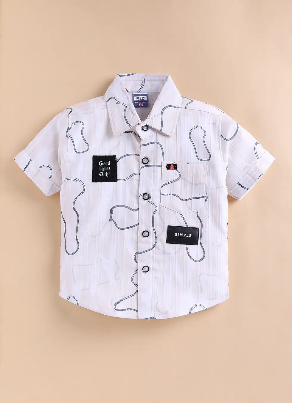 Thumbnail: Boys Abstract Doodle Print Button-Down Shirt &  Shorts Set