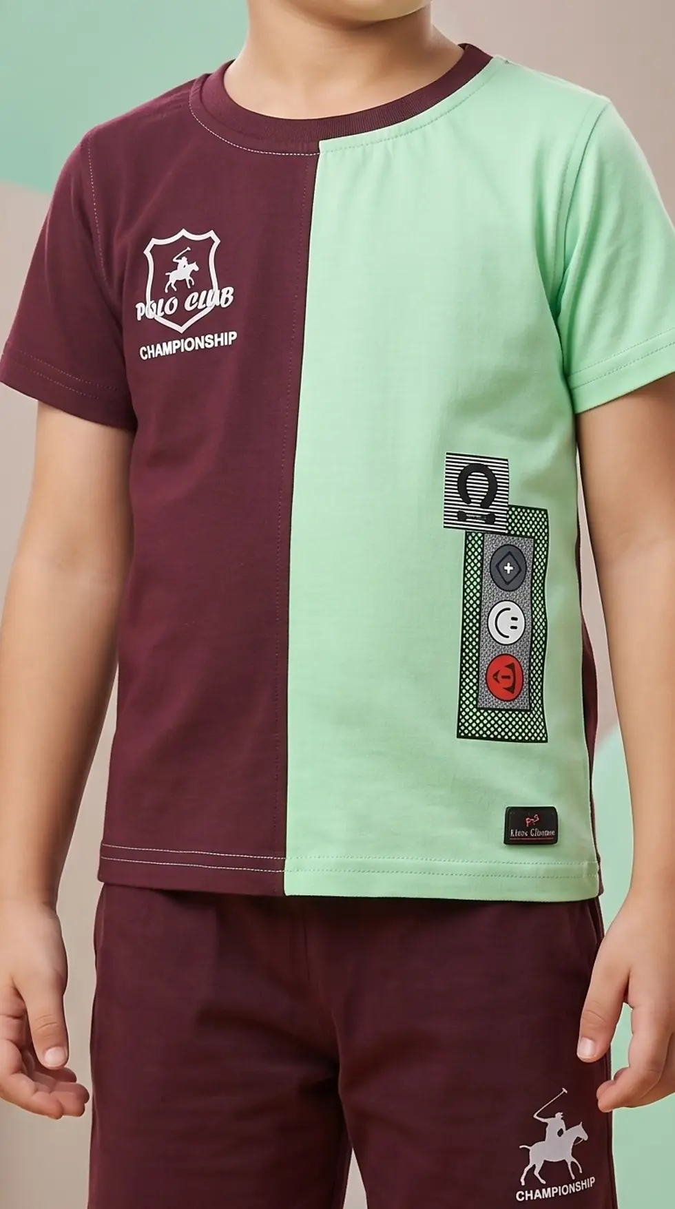 Thumbnail: Boys "Polo Club Championship" Half-Split T-Shirt & Shorts Set