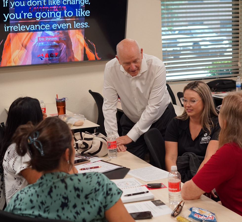 Dr. Lunsford engages participants in a dynamic role-playing activity during a leadership workshop, fostering collaboration and discussion.