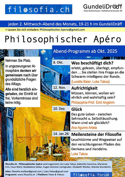 1 GundeliDräff für 2025. 2.HJ, Philosophischer Apéro Flyer 2025.08. A4 hochformat ganze Se