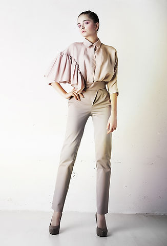 Model in Silk Blouse