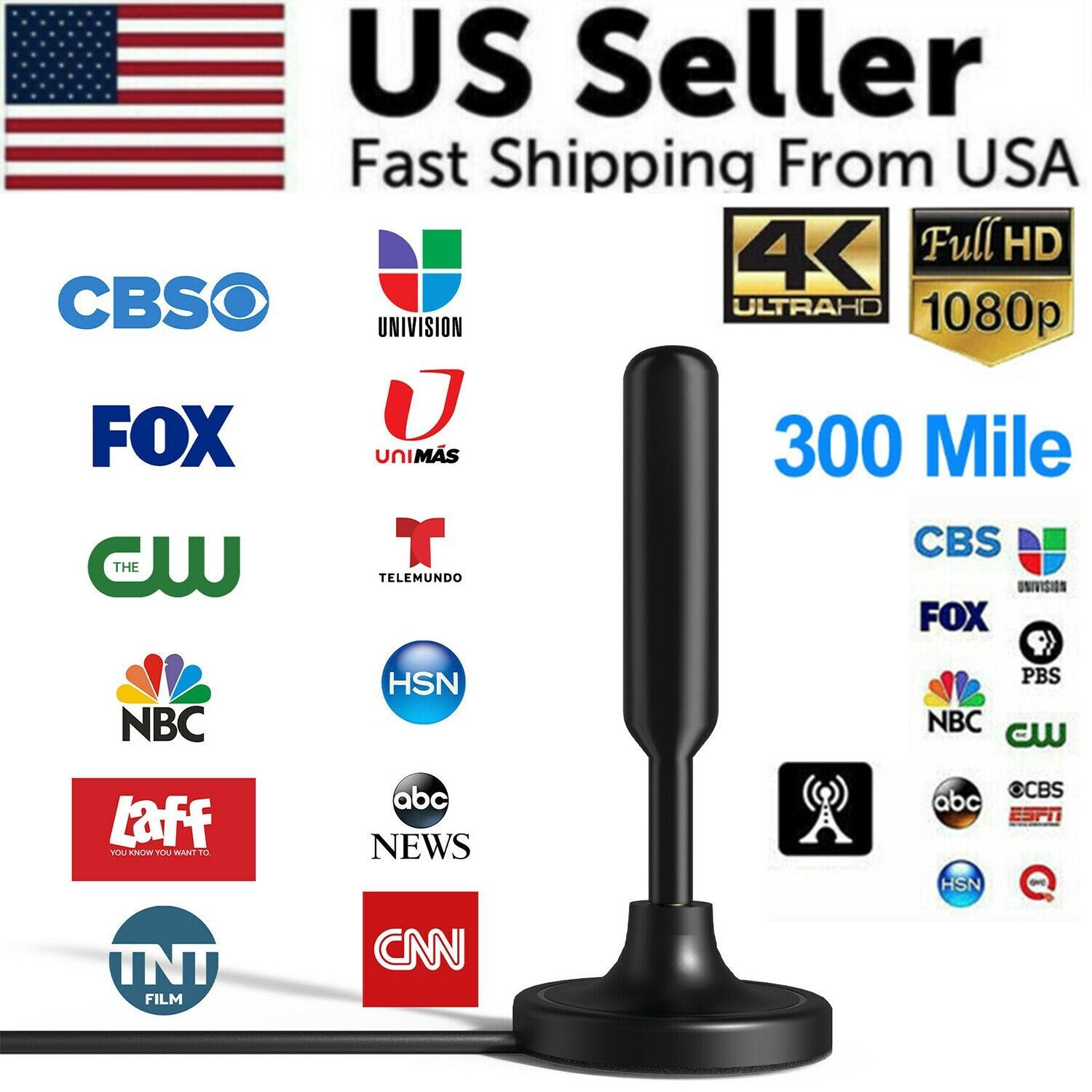 300 Miles Enhanced HDTV Digital Antenna