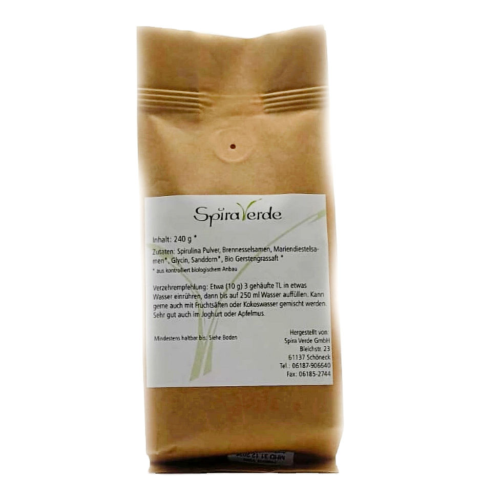 Halmit Vital ® - vitalisierender Entsäuerungstrunk Brennesselsamen, Mariendistelsamen, Bio Gerstengrassaftpulver, Sanddorn