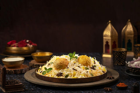 “Restaurant-style vegetable biryani with aromatic basmati rice and Indian spices.”