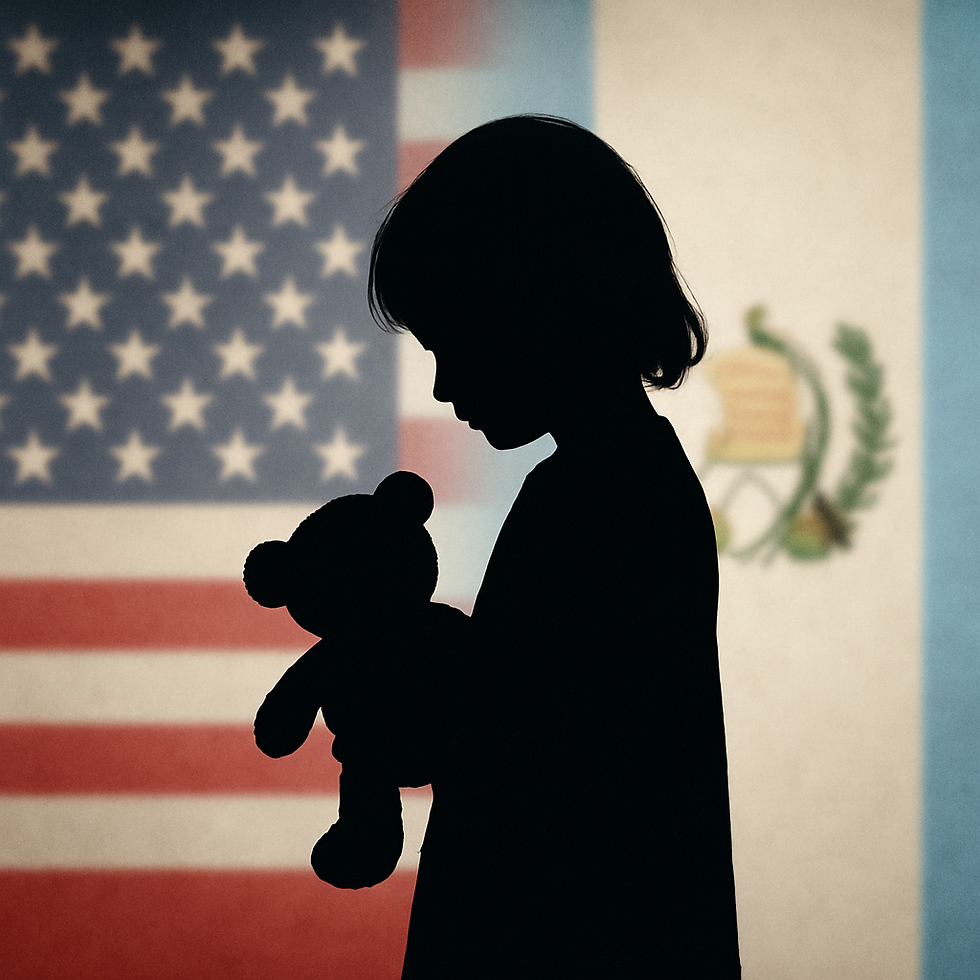 shadow of child holding teddy bear in front of us flag