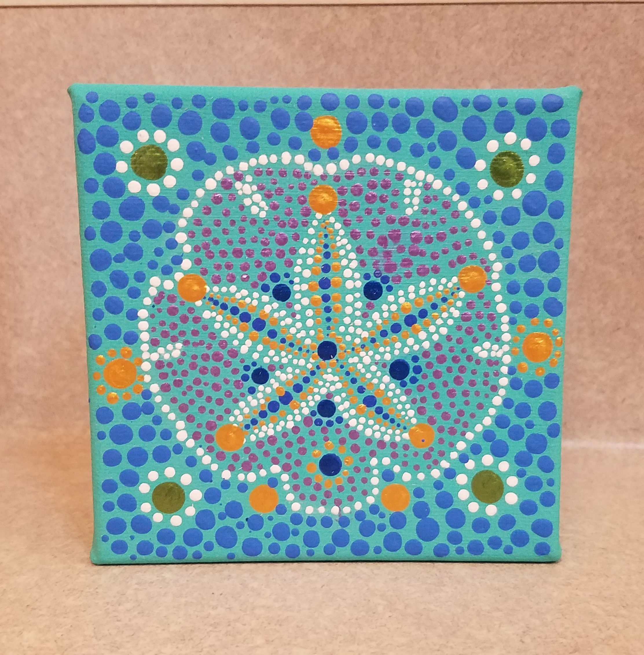 SAND DOLLAR ON TEAL CUBE - SOLD
