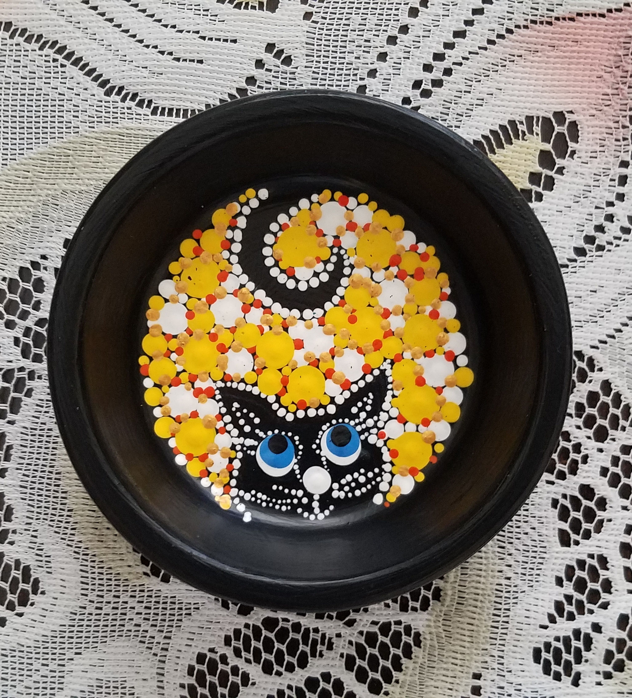 JEWELRY HOLDER YELLOW DOT KITTY - SOLD