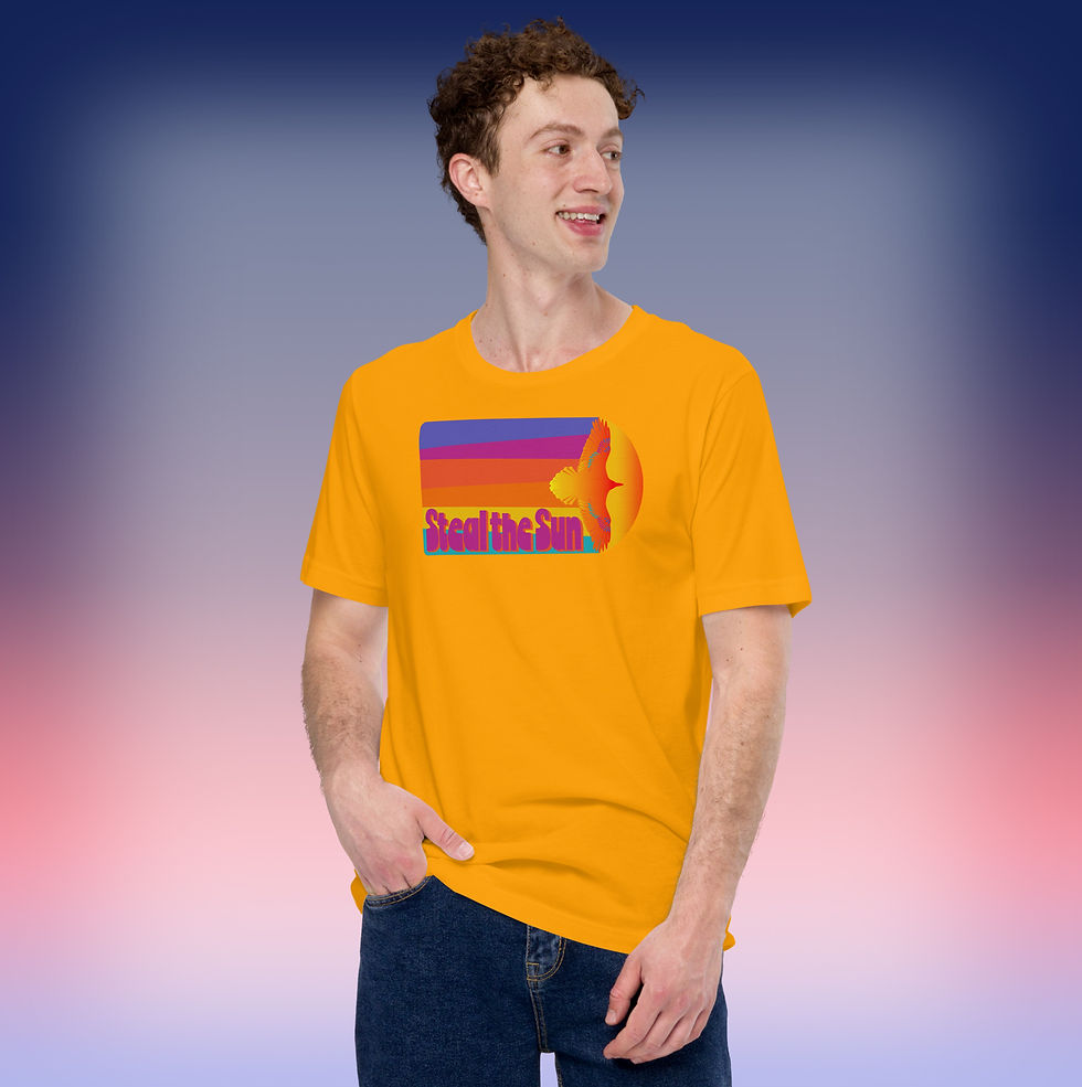 Thumbnail: Unisex T with My Colorful 1970s “Steal the Sun” Design