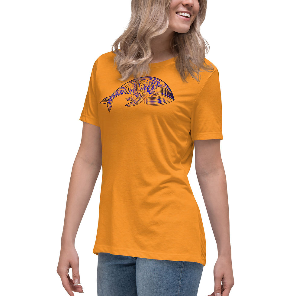 Thumbnail: Original Whale Calligraphy design on soft and comfortable relaxed ladies' Ts.