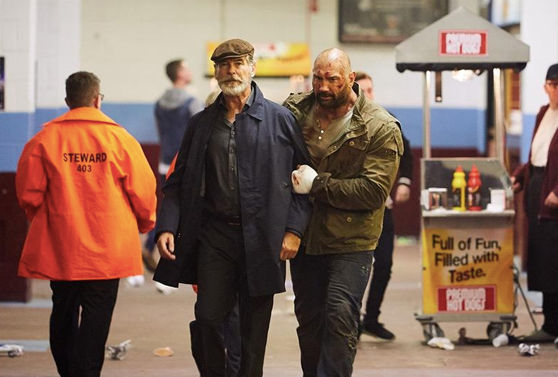 Pierce Brosnan and Dave Bautista in Final Score