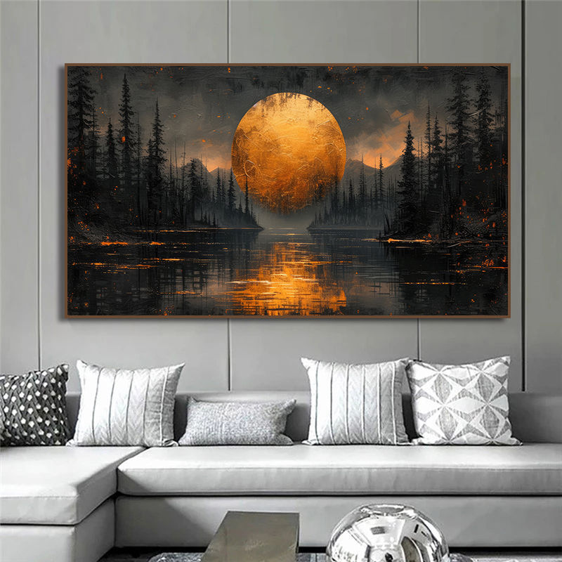 Thumbnail: Golden Moon Forest Landscape Poster