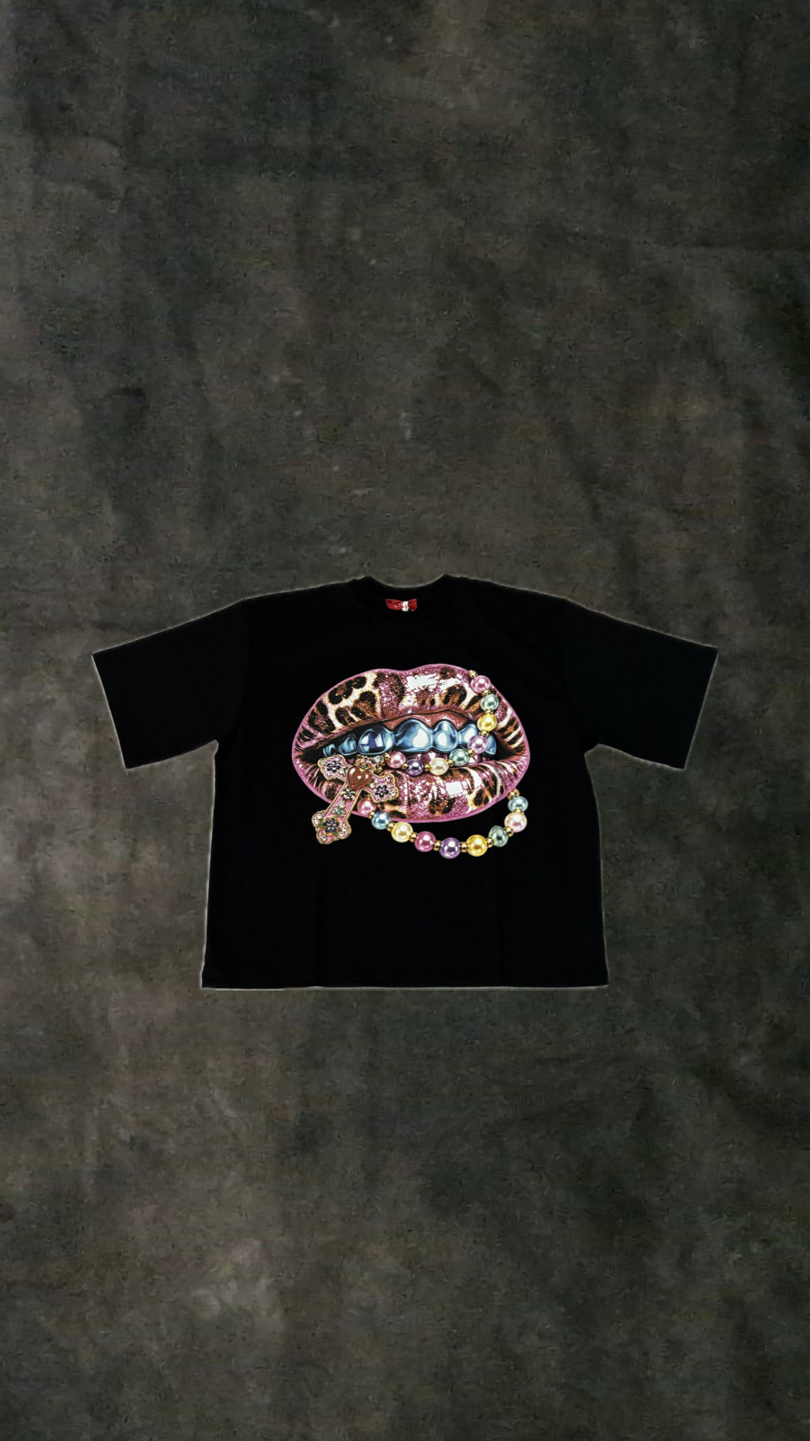 T-Shirt Leopard Lips & Pearls