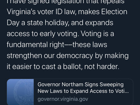 On Easter Sunday, Ralph Northam was busy signing a law to repeal voter ID